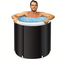 1Pc Freestanding Ice Bath Tub for Fitness Recovery(Black)-0