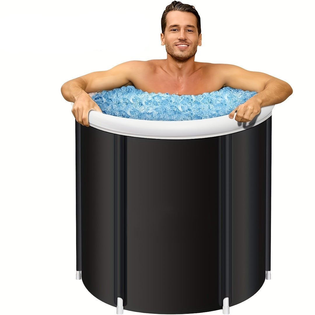 1Pc Freestanding Ice Bath Tub for Fitness Recovery(Black)-0