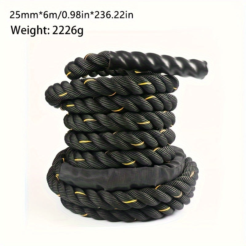 1pc Combat Rope for Core Strength Training - 6m Physical Fitness Rope(Black)-1