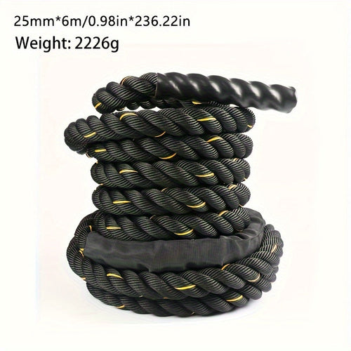 1pc Combat Rope for Core Strength Training - 6m Physical Fitness Rope(Black)-1
